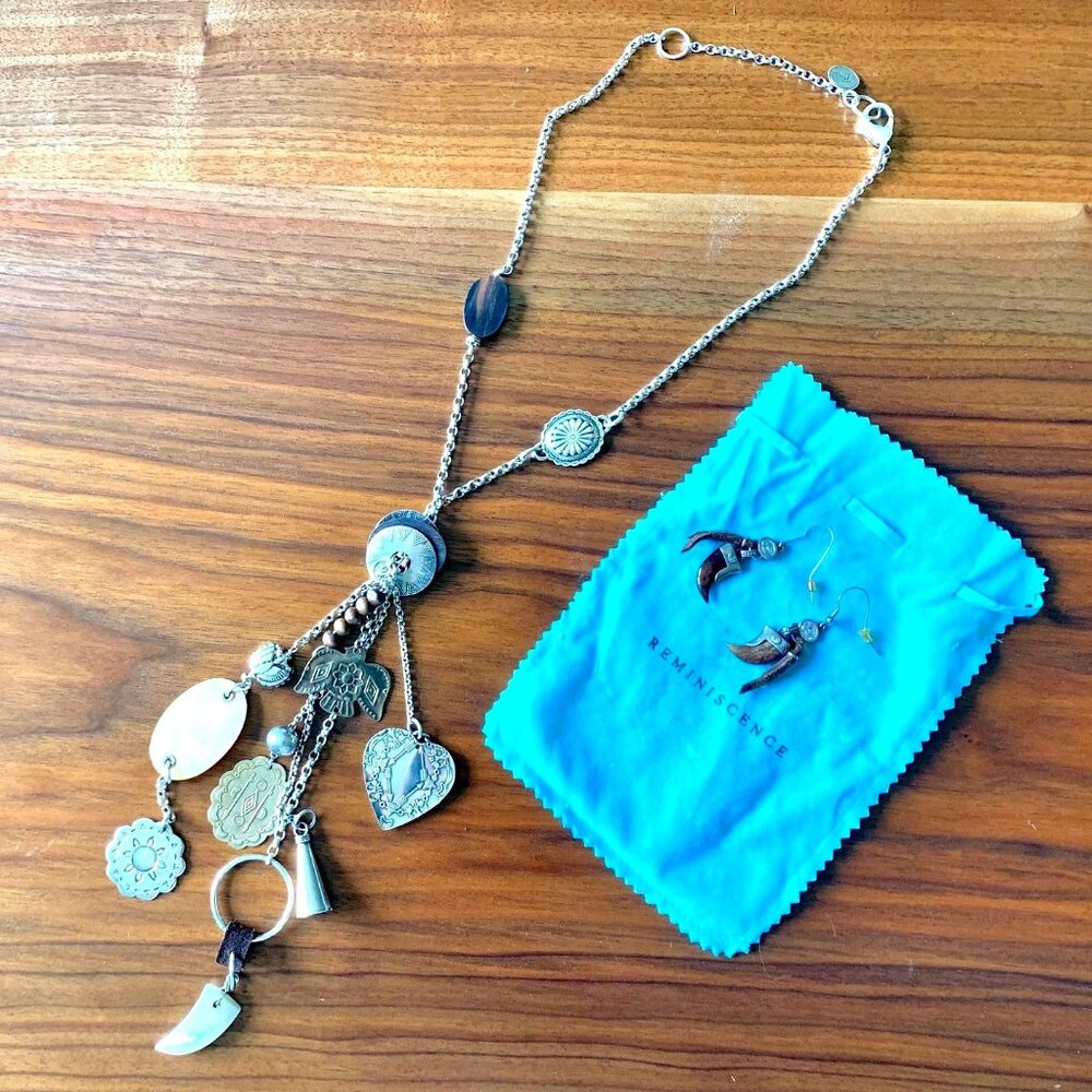 PRICE DROP! NEW boho festival silver necklace and earrings jewelry set
